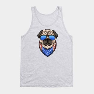 Patriotic American Pug Illustration Tank Top